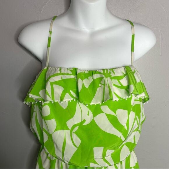 LILLY PULITZER Silk Darcia Dress Womens Size 4 Floral Beaded Mini Ruffle Summer - Picture 3 of 11